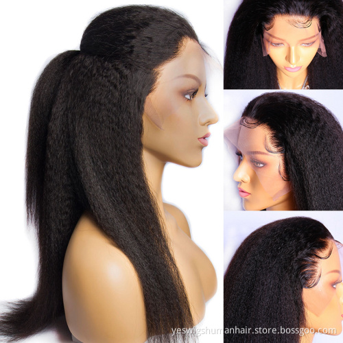 Yeswigs Wholesale Full Hd Yaki Kinky Straight Human Hair Lace Front Wig Raw Brazilian Cuticle Aligned Virgin Human Hair Lace Wig